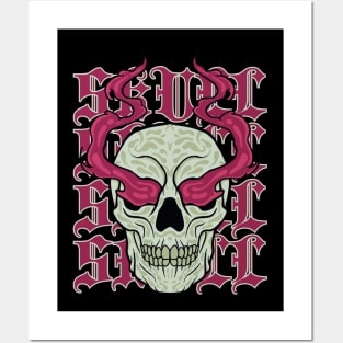 Fire eye skull Posters and Art